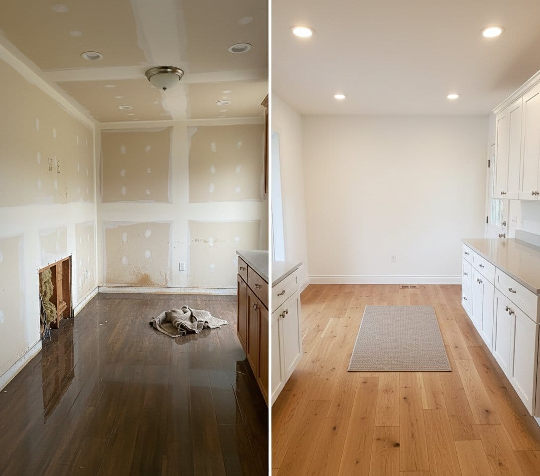 Mold Prevention After Water Damage restoration β home kitchen of bi-level home in Saddle River, NJ