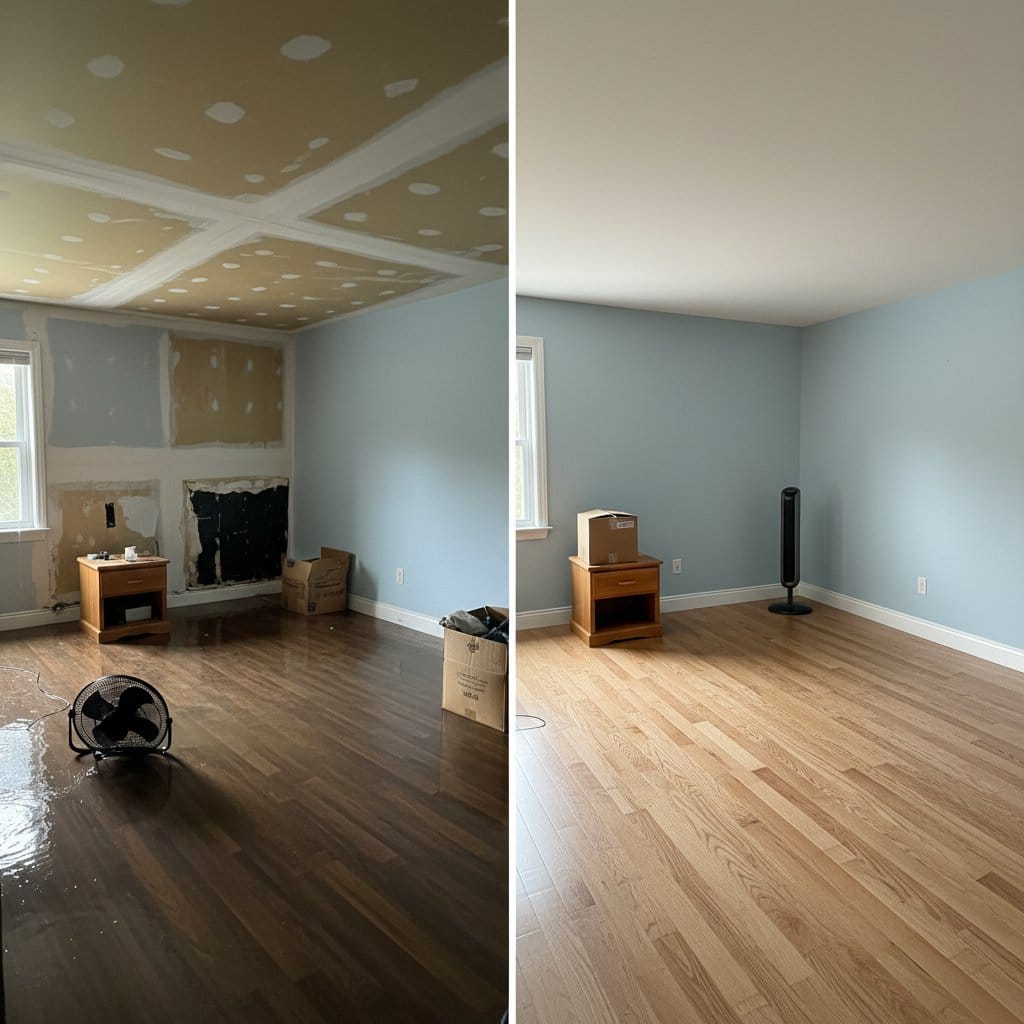 Saddle River Water Damage Restoration bedroom restoration before and after in Saddle River